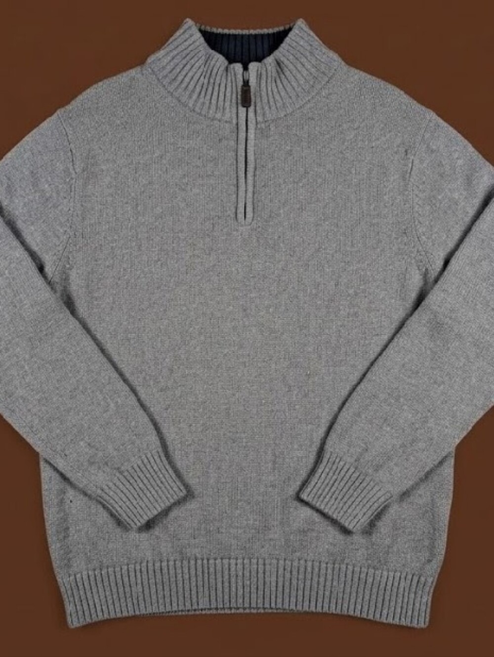 L.L. Bean Cotton Quarter Zip Sweater Men's Large Gray 100% Cotton
